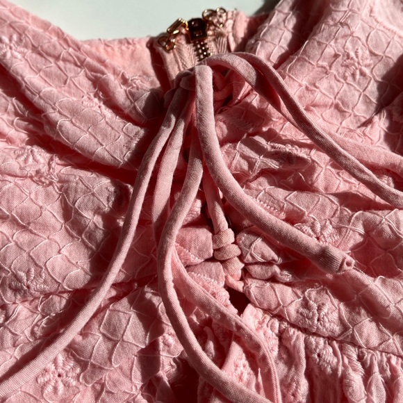 Pink Crop Top with Lace and Frills - Picture 2 of 3